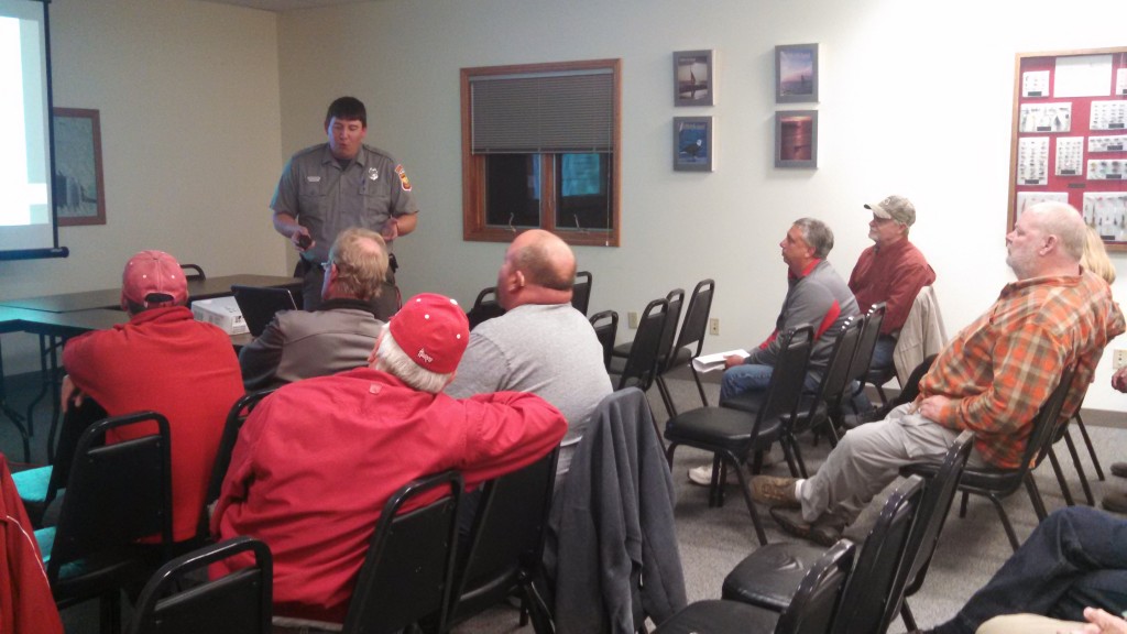 NGPC's Colby Johnson addresses attendees at the Ogallala Stakeholder Meeting.