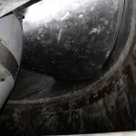 Close-up view of one of the stainless steel turbine blades.